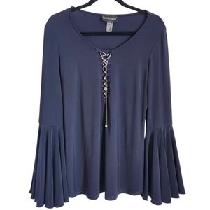 Frank Lyman Bell Sleeve Top With Silver Accents